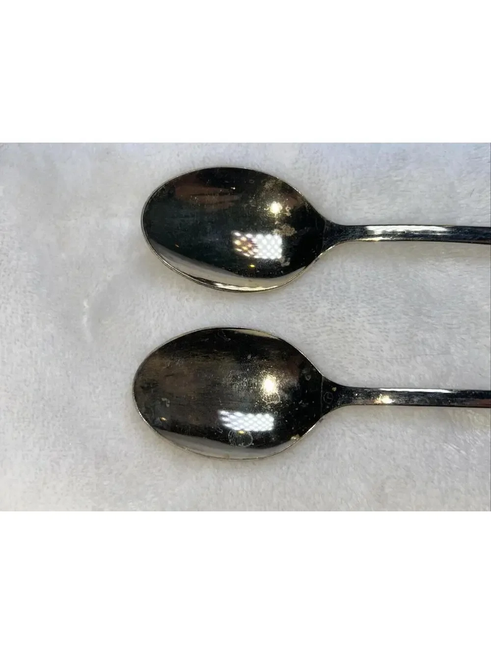 Pair Of 2 Midcentury Gold Tone Dessert Spoons Flatware ECHT vergoldet Utc Stamp